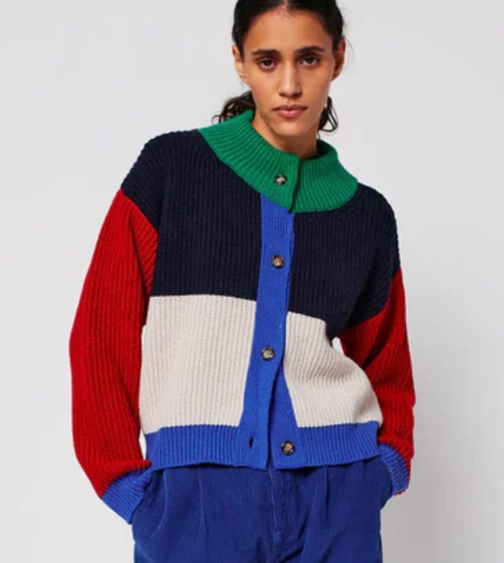 Bobo Choses Color Block Cardigan Sweater Oversized Chunky Knit Size XS